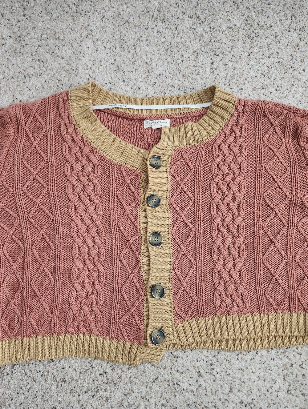 For Love And Lemons Sierra Asymmetrical Cropped Cable Knit Cardigan Sweater - Picture 3 of 9